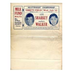  Jack Sharkey & Mickey Walker Unsigned Boxing Advertisement 