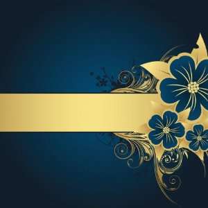  Blue & Gold Flower Flourish Background 12 x 12 Paper Electronics