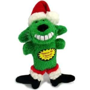   Multipets Santa Loofa Plush Dog Toy That Squeaks, Green