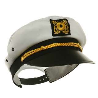ADULT WHITE COTTON SAILOR CAPTAIN YACHT NAVY CAP HAT  