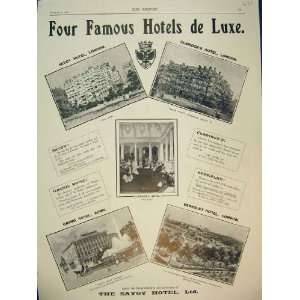 1904 Advert Savoy Hotel Claridges Berkeley London Rome  