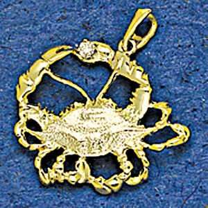  Mark Edwards 14K Gold Large Blue Claw Crab Nautical 