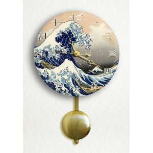   off Kanagawa Woodblock 6 Silent Pendulum Wall Clock 