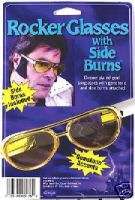 ELVIS GOLD GLASSES ROCK GLASSES WITH SIDEBURNS COSTUME  