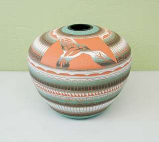 Signed Clay Vase Art Pottery Navajo Etched Signed  
