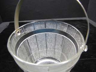 Vintage Clear Pebbled Glass Bucket Shaped Ice Bucket  