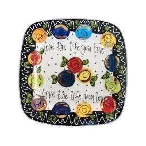   Painted   Decorative Clay Plate   13.5 Inch Diameter