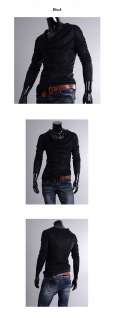Mens Urban Fashion Cowl Neck Silket Long Sleeved T Shirt Top One Size 