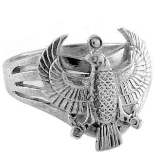    Egyptian Jewelry Silver Horus Falcon Ring   Size 11 Jewelry