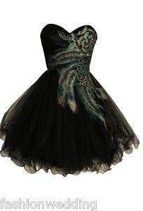 Short Party gown formal dress Black peacock Style Tulle exsmall to 2xl 