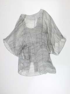 Alice + Olivia womens grey multi alabama drawstring wrap blouse M $297 