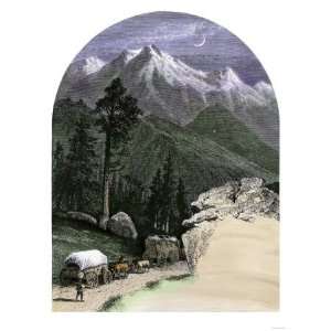  Covered Wagons Crossing the Sierra Nevada Mountains into 