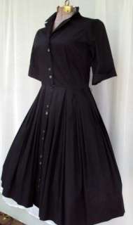 Vtg 50s Day Dress M Lucy Shirtwaist Rockabilly Full Pleat Skirt Mad 