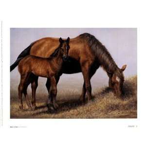   Mare and Foal Finest LAMINATED Print Vi Thurmond 8x6