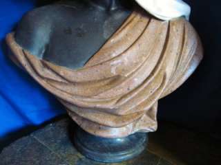   SCULPTURE CARVED VICTORIAN BLACK WHITE & PINK MARBLE MOOR SHEIKH BUST