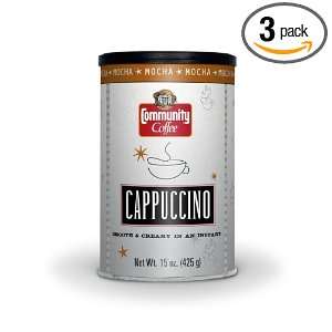 Community Coffee Instant Cappuccino Mocha, 15 Ounce (Pack of 3 