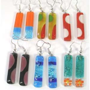  Rectangular glass earrings. 10 Pack. 