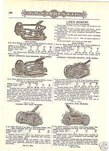 COLDWELL ROTARY PUSH LAWN MOWER ANTIQUE CATALOG AD 1919  