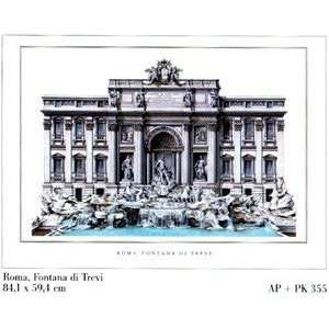 Fontana Di Trevi Offset Lithograph by Roma. size 33 inches width by 