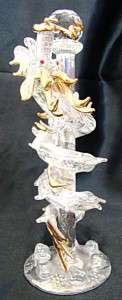NEW Clear Glass Dragon On Glass Pole Red Eyes Golden  
