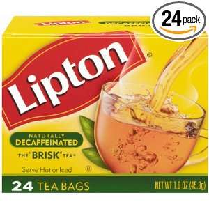 Lipton, Naturally Decaffeinated Tea Bags, Cup Size, 16 Count Boxes 