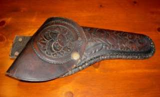 Vintage B H Dyas Co Los Angeles Western Tooled Leather Holster Circa 