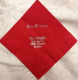 100 RED personalized beverage/cocktail party napkins 5x5, 2ply 