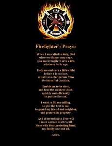 Firefighter Prayer Poem Wall or Room Print Fireman  