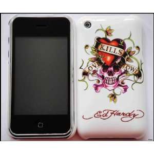 White Ed Hardy Tattoo Love Kill Slowly Cover Case for iPhone 3Gs 3G 2G