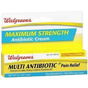  Maximum Strength Multi Antibiotic Cream with Pain Relief, .5 