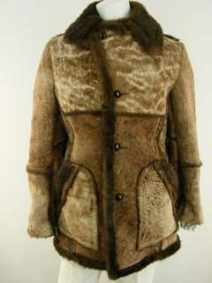 mens shearling sheepskin fur coat Lawrence dark brown S 42 vintage 
