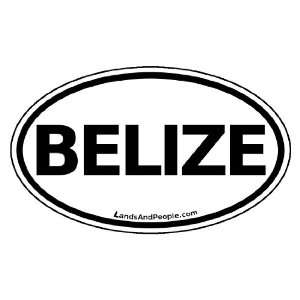 Belize Car Bumper Sticker Decal Oval Black and White