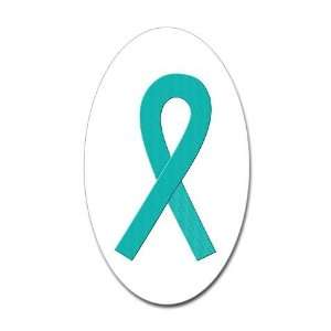  Teal Ribbon Health Oval Sticker by  Arts, Crafts 