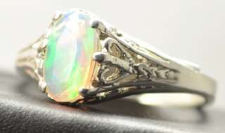 47 CT AAA CONTRALUZ OPAL STERLING SILVER LADIES RING, FILIGREE STYLE 