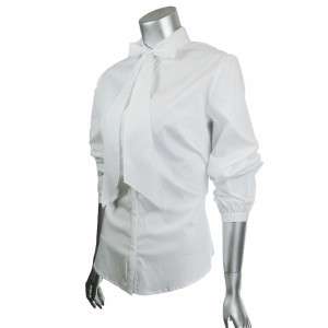 Difference Paris White Giselle Shirt Cotton Tie Blouse  