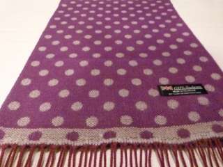 New 100% Cashmere Scarf Purple Polka Dot Scotland Wool Plaid Womens 