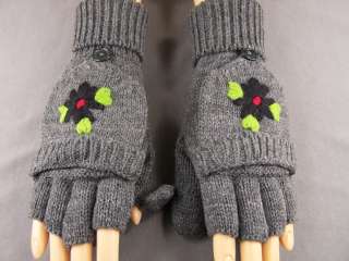   knit convertible top flip open thumb mittens fingerless gloves texting