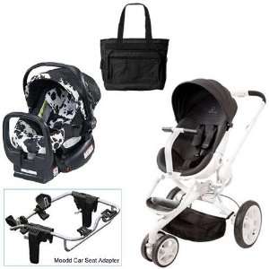   Irony Moodd Travel System with Britax Cowmooflage Car Seat Diaper Bag