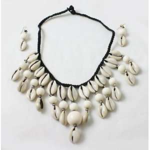  Cowrie Shell Jewelry Set   White 