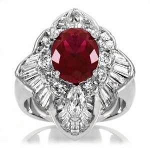  Dolores Fancy 3 Carat Ruby & Clear CZ Cubic Zirconia Ring 