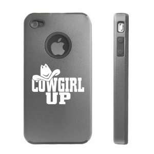   4S 4G Silver D1429 Aluminum & Silicone Case Cover Cowgirl Up with Hat