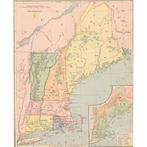    Cowperthwait 1893 Antique Map of New England