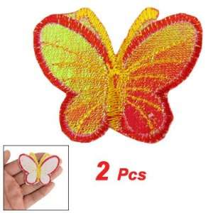   Embroidered Butterfly Iron On Sticker DIY Patch Red Yellow Beauty