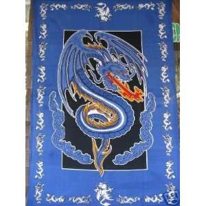   Blue Chinese Fire Breathing Dragon GORGEOUS Tapestry