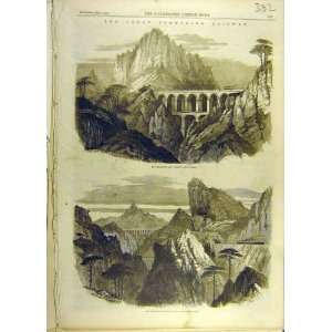  1860 Semmering Railway Vienna Tunnel Viaduct Old Print 