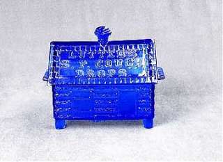 COLLECTIBLE BLUE LUTTEDS S.P. LOG CABIN COUGH DROP BOX  
