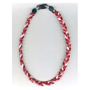    Titanium Ionic Braided Necklace   Crimson/White