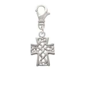  Criss Cross Patterned Cross Clip On Charm Arts, Crafts 