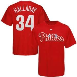   Phillies #34 Roy Halladay Youth Red Players T shirt