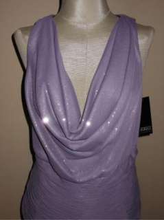 NWT Adrianna Papell Cowl Neck Lilac Sequin Evening Top 18W  